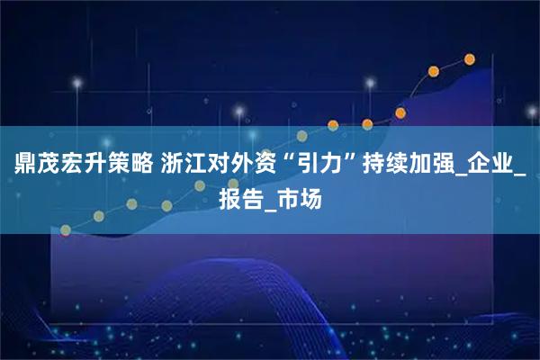 鼎茂宏升策略 浙江对外资“引力”持续加强_企业_报告_市场