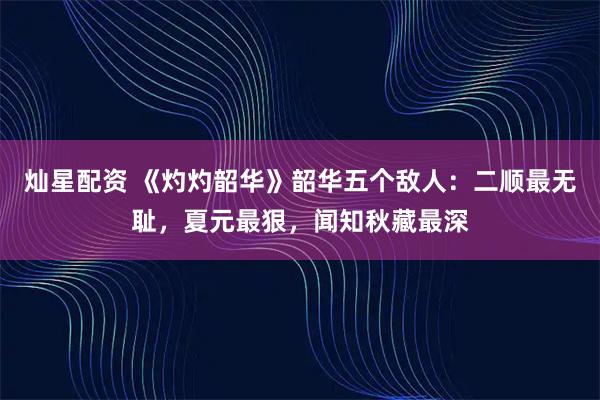 灿星配资 《灼灼韶华》韶华五个敌人:二顺最无耻,夏元最狠,闻知秋藏最深