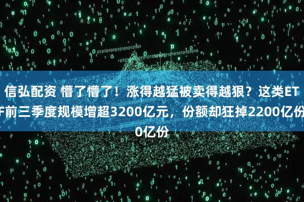 信弘配资 懵了懵了！涨得越猛被卖得越狠？这类ETF前三季度规模增超3200亿元，份额却狂掉2200亿份